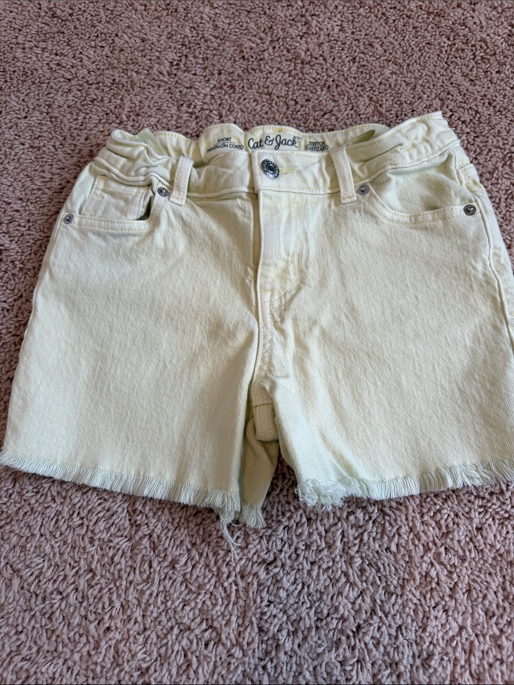 Cat & Jack Pale Yellow Frayed Hem Denim Shorts